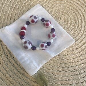 Multi Color Murano Style and Multi Glass Beaded Stretch Bracelet